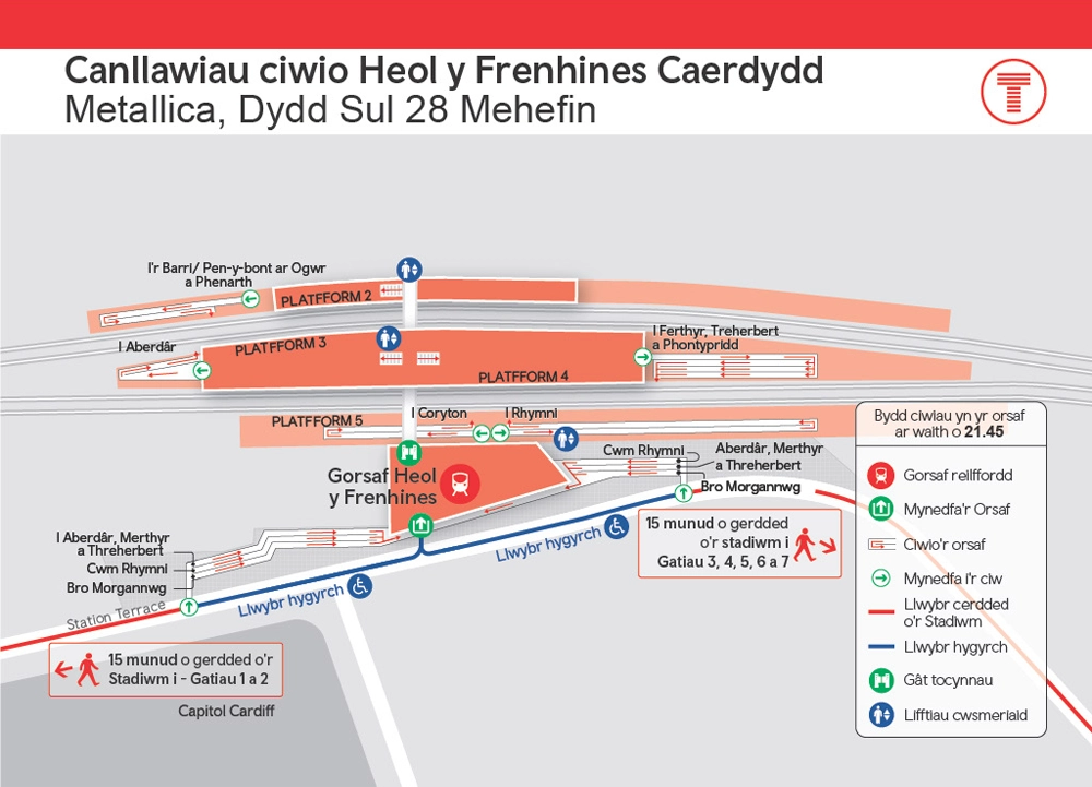 Canllawiau ciwio Heol y Frenhines Caerdydd