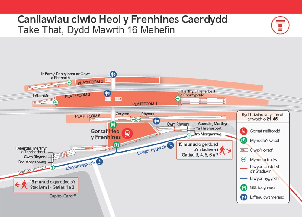 Canllawiau ciwio Heol y Frenhines Caerdydd