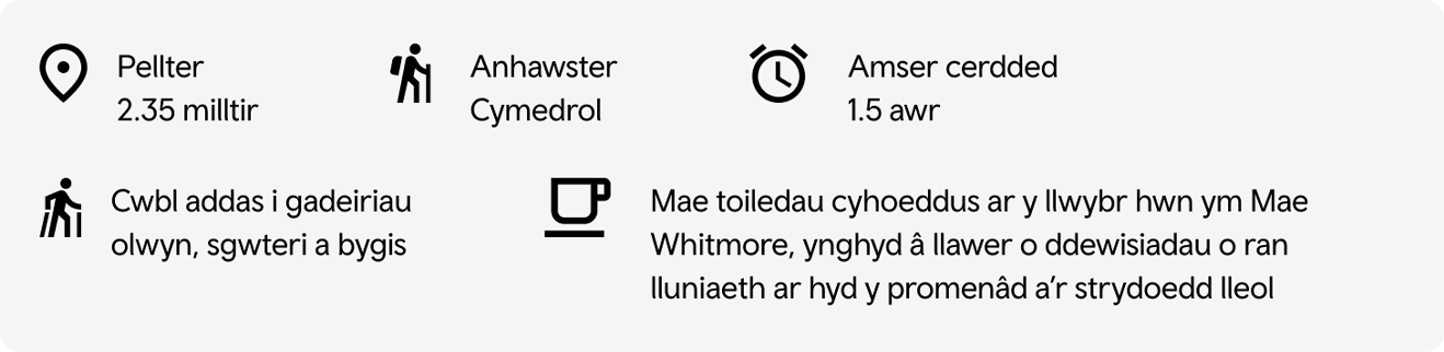 Gwybodaeth llwybr Ynys y Barri