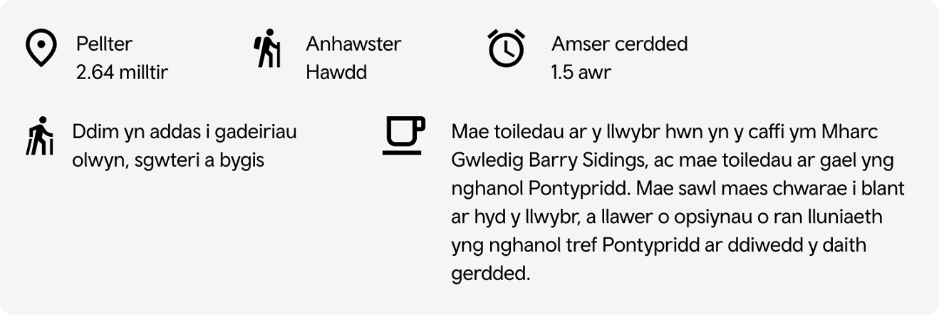 Gwybodaeth llwybr Trehafod i Bontypridd