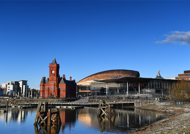 Cardiff Bay skyline on a sunny day